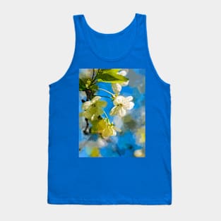 White Cherry Flowers, Blue Sky Tank Top